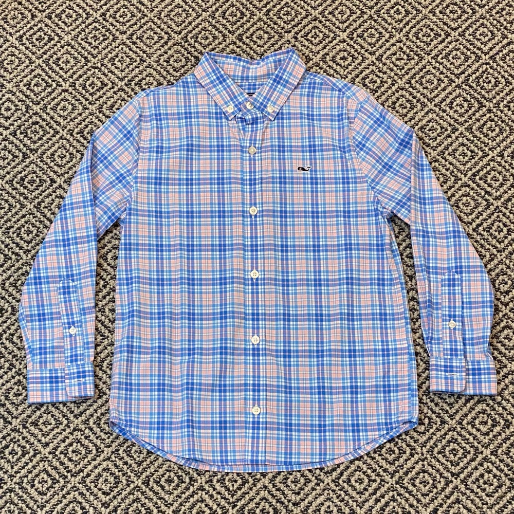 🎉 NWOT! 🎉 Vineyard Vines Sz 7 Blue/Pink Button Down Collared Long-Sleeve Shirt